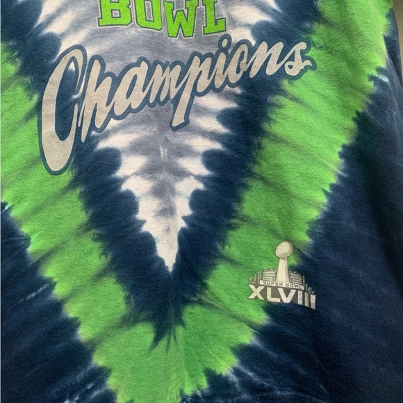 Seattle Seahawks Super Bowl XLVIII 48 Champions Tie-Dye NFL T-Shirt Large - Picture 2 of 4